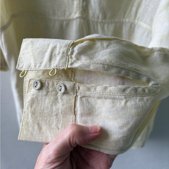 Sigrid Olsen 100% Linen Pale Yellow Size L V Neck Beach Swim Cover Up Pool - Picture 7 of 11